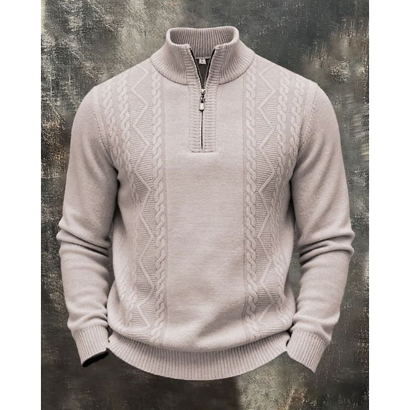 Barrett | Men's Cable-Knit Quarter-Zip Stand-Collar Jumper