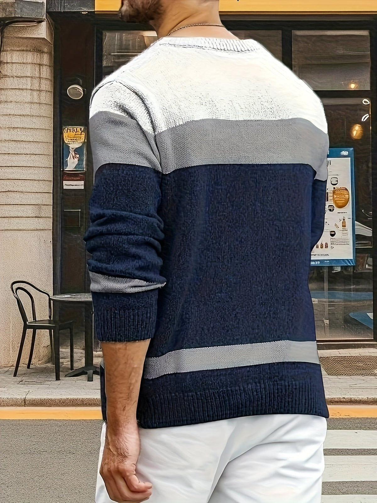 Bradley | Men's Colour-Block Cable-Knit Crew Neck Jumper