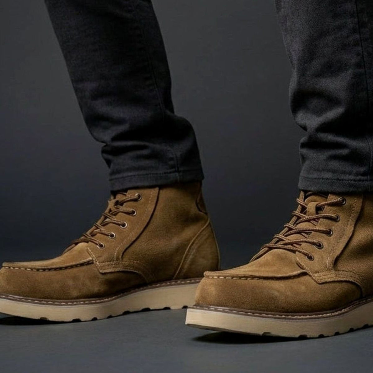 Harlan | Men's High-Ankle Moc-Toe Lace-Up Contrast-Sole Boots