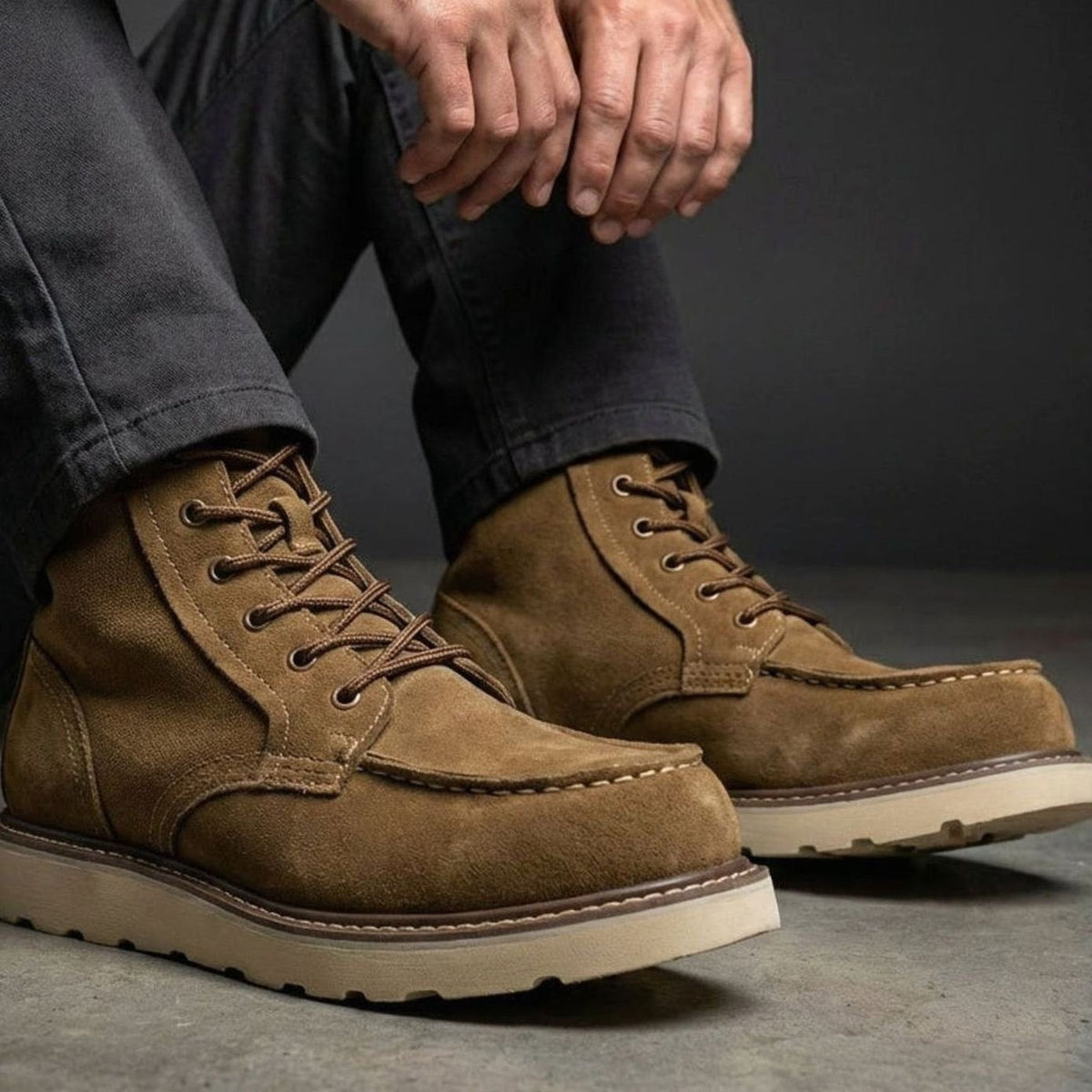 Harlan | Men's High-Ankle Moc-Toe Lace-Up Contrast-Sole Boots