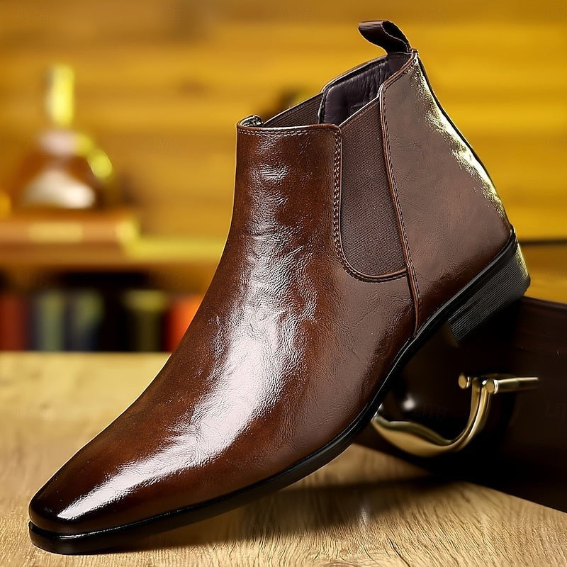 Holden | Men's Polished Pointed-Toe Vegan Leather Chelsea Boots