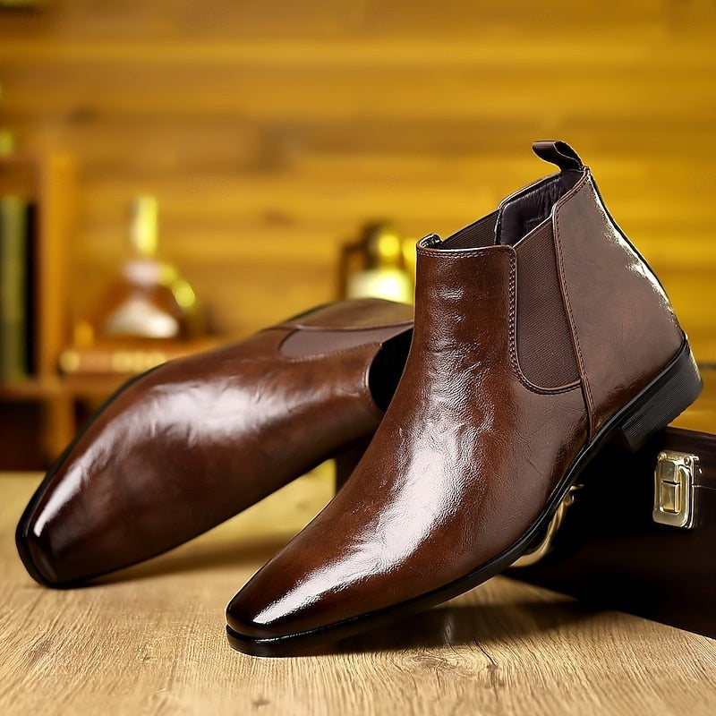 Holden | Men's Polished Pointed-Toe Vegan Leather Chelsea Boots