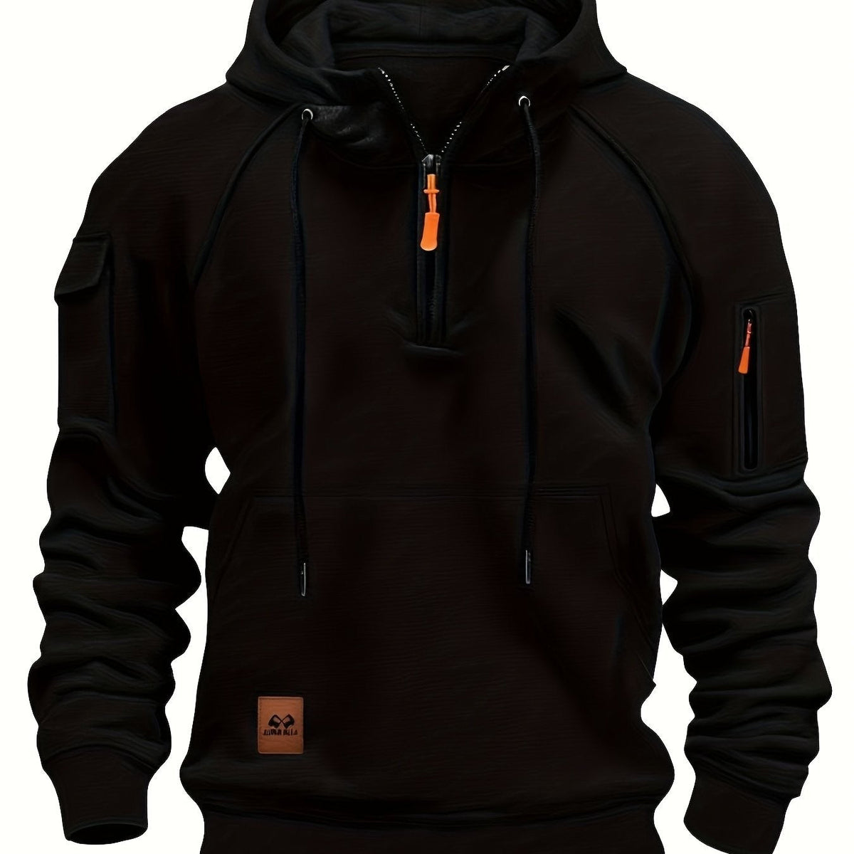 Marlow | Men's Quarter-Zip Raglan-Sleeve Drawstring-Hood Utility-Pocket Hoodie
