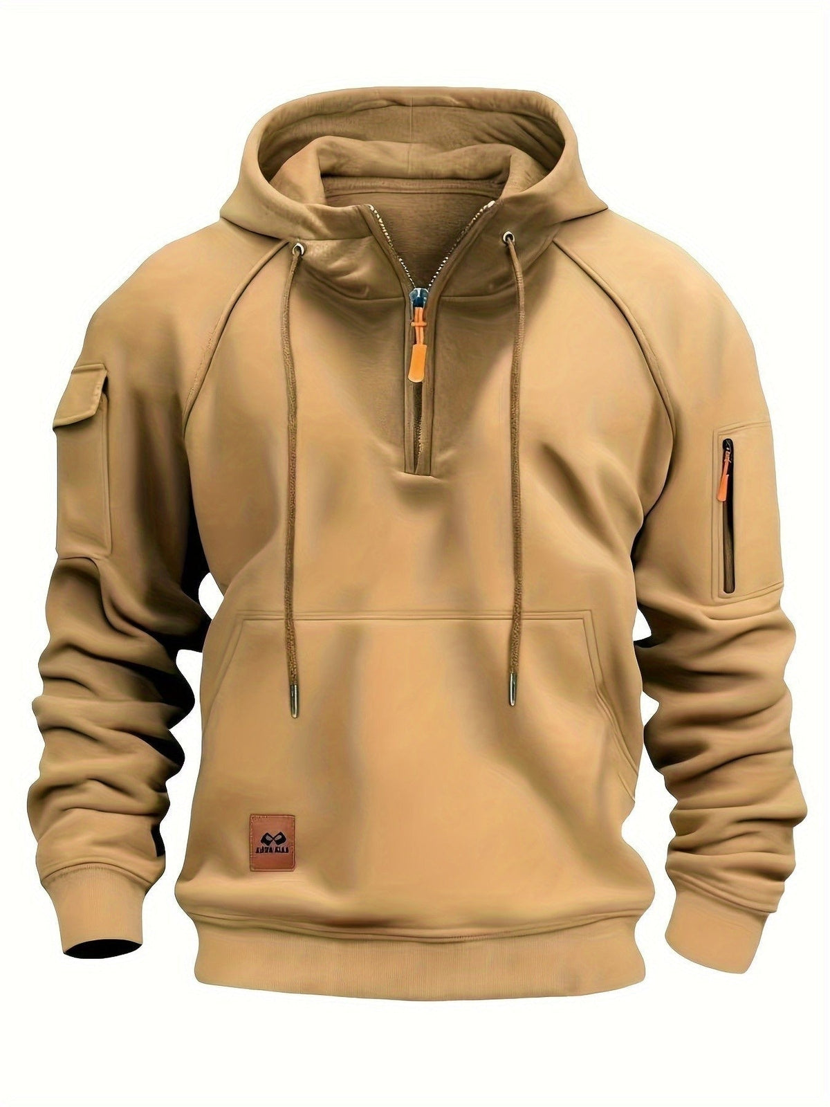 Marlow | Men's Quarter-Zip Raglan-Sleeve Drawstring-Hood Utility-Pocket Hoodie