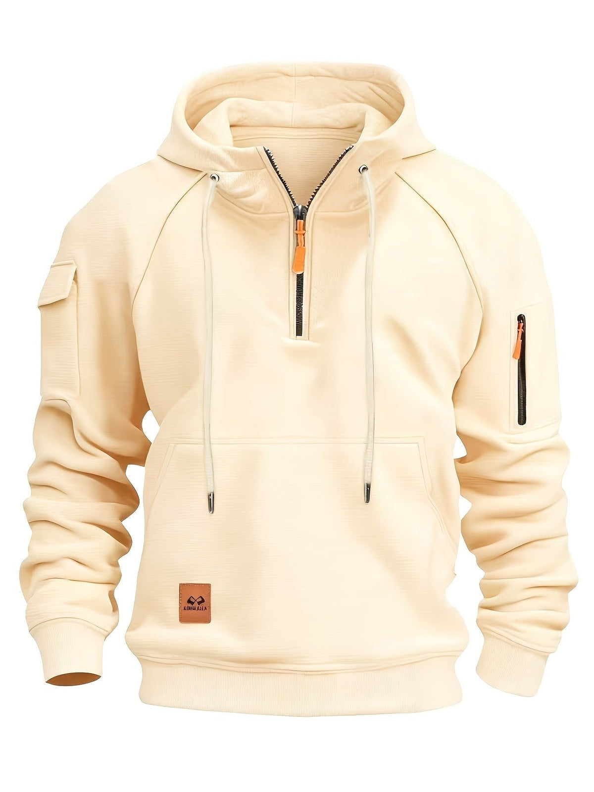 Marlow | Men's Quarter-Zip Raglan-Sleeve Drawstring-Hood Utility-Pocket Hoodie
