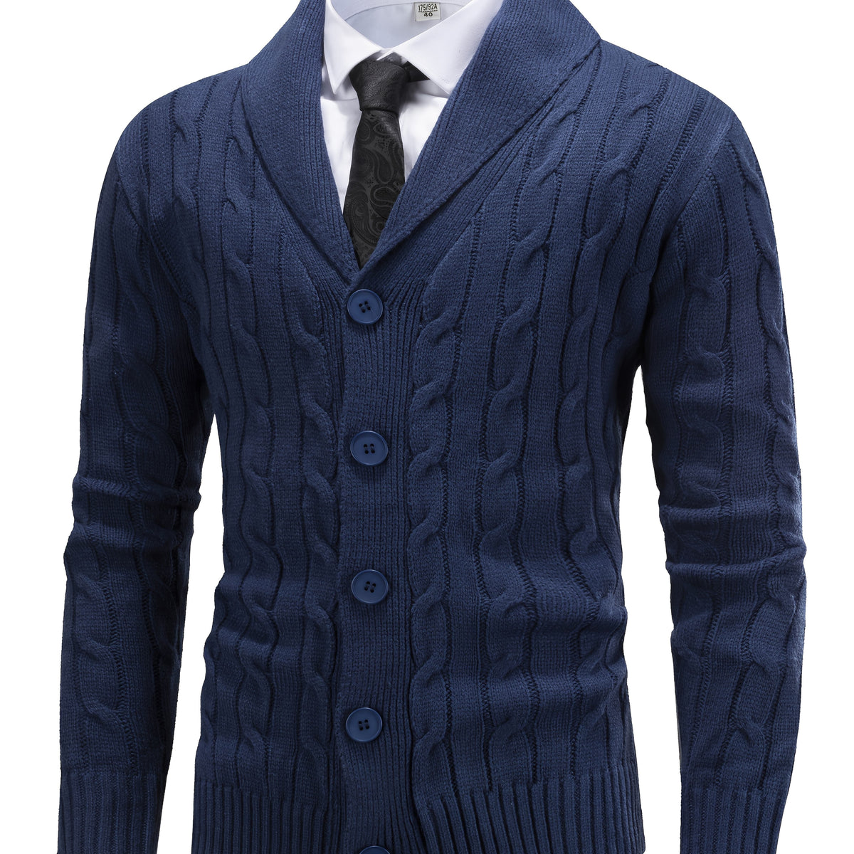 Winston | Men's Shawl-Collar Cable-Knit Button-Up Cardigan