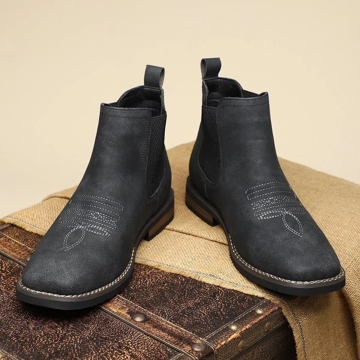 Weston | Men's Slip-On Western-Stitch Vegan Leather Chelsea Boots