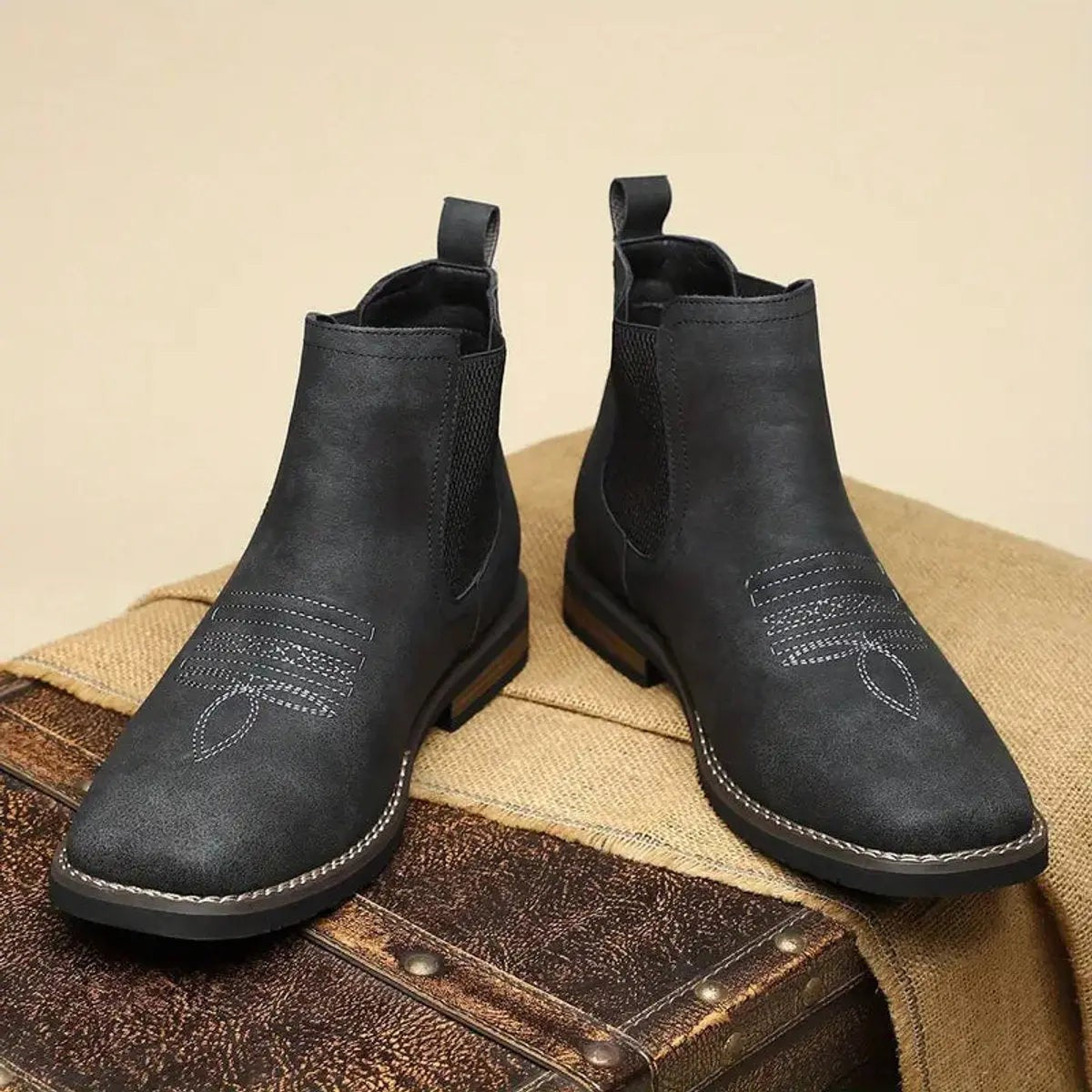 Weston | Men's Slip-On Western-Stitch Vegan Leather Chelsea Boots