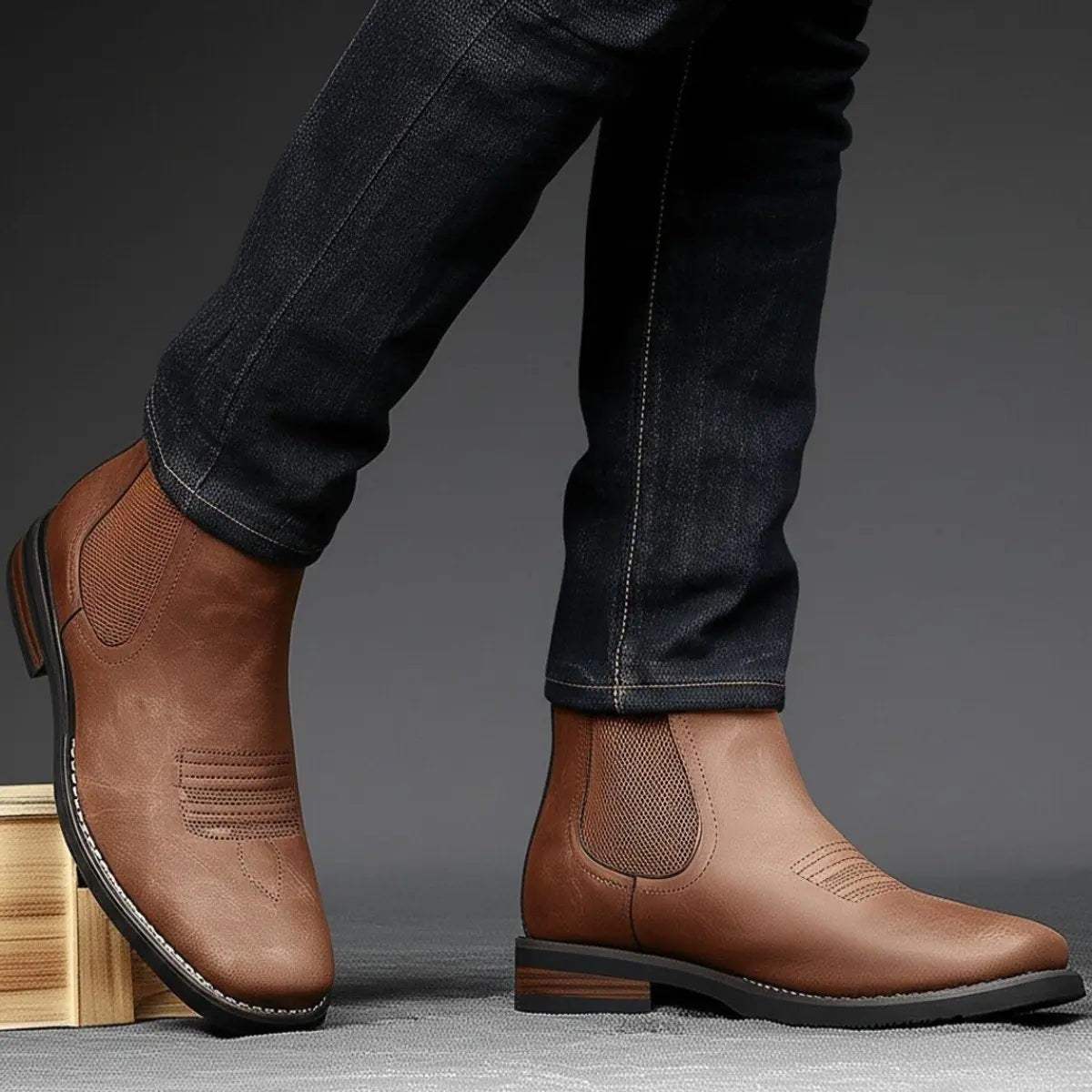 Weston | Men's Slip-On Western-Stitch Vegan Leather Chelsea Boots