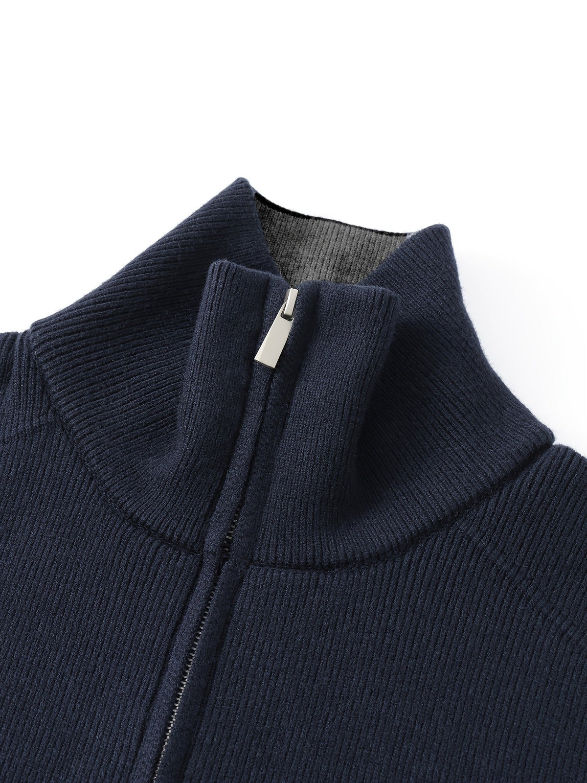 Winslow | Men's Zip-Up Stand-Collar Contrast-Trim Ribbed Relaxed-Fit Cardigan