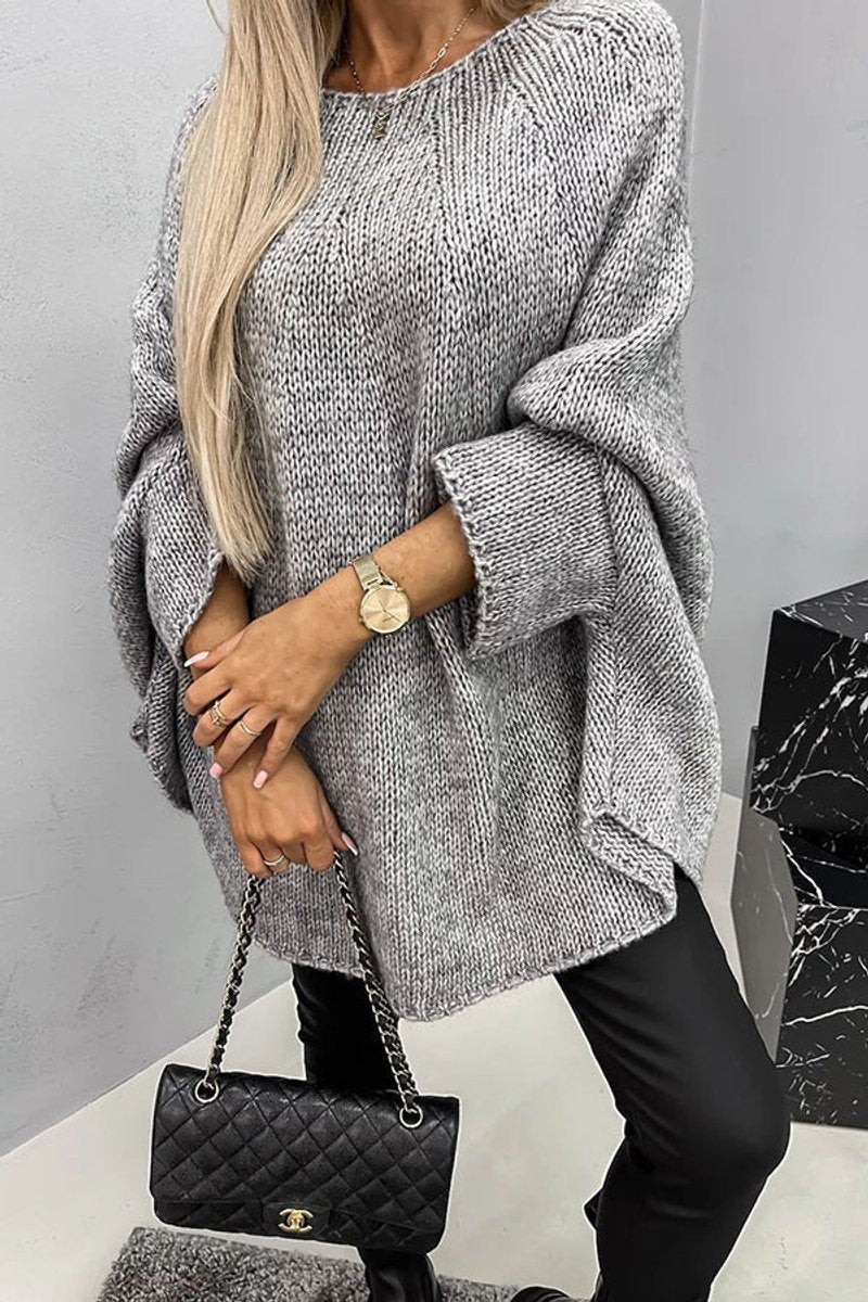 Sienna | Women's Oversized Batwing-Sleeve Round-Neck Chunky-Knit Jumper