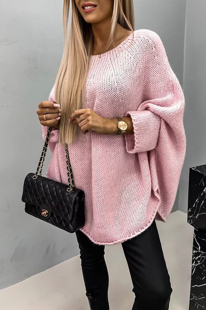 Sienna | Women's Oversized Batwing-Sleeve Round-Neck Chunky-Knit Jumper