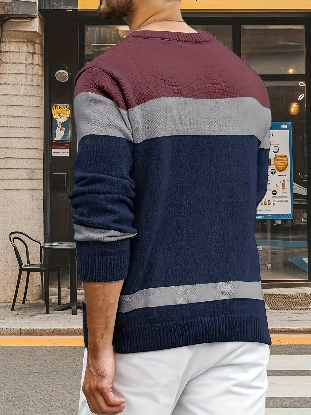 Bradley | Men's Colour-Block Cable-Knit Crew Neck Jumper