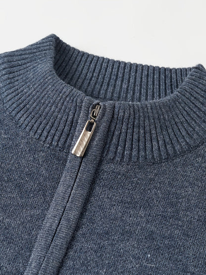 Ambrose | Men's Colour-Block Striped Funnel Neck Half-Zip Jumper