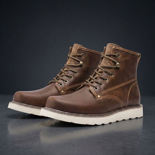 Harlan | Men's High-Ankle Moc-Toe Lace-Up Contrast-Sole Boots