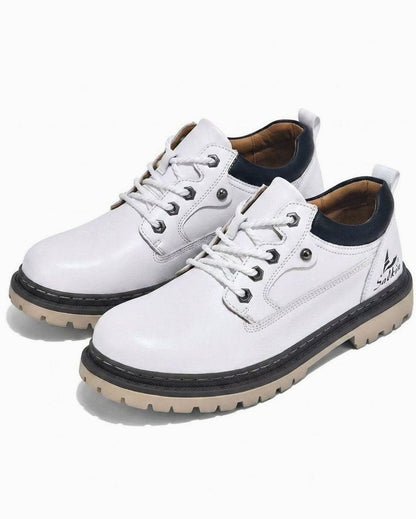 Hudson | Men's Lace-Up Round-Toe Contrast-Collar Vegan Leather Low-Top Work Boots