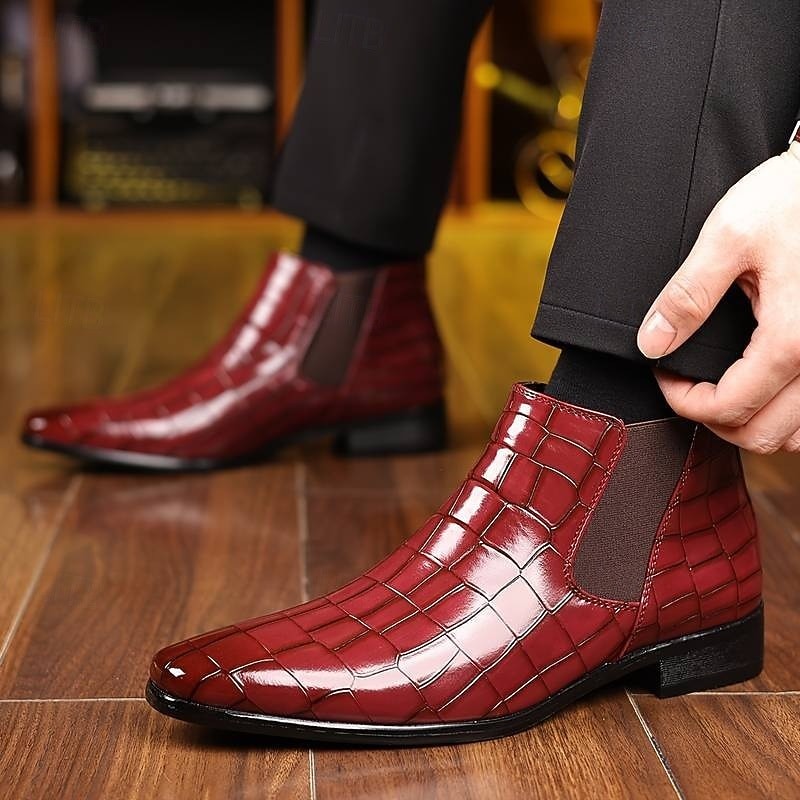 Sterling | Men's Pointed-Toe Croc-Embossed Slip-On Chelsea Boots