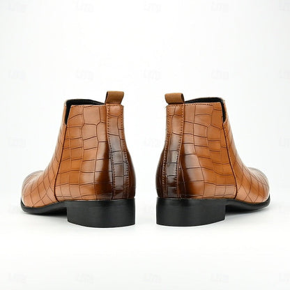 Sterling | Men's Pointed-Toe Croc-Embossed Slip-On Chelsea Boots