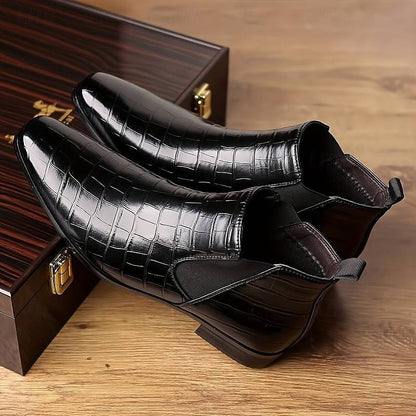 Sterling | Men's Pointed-Toe Croc-Embossed Slip-On Chelsea Boots