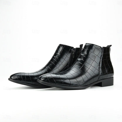 Sterling | Men's Pointed-Toe Croc-Embossed Slip-On Chelsea Boots