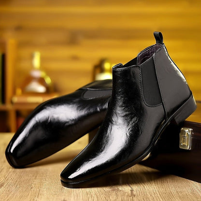 Holden | Men's Polished Pointed-Toe Vegan Leather Chelsea Boots