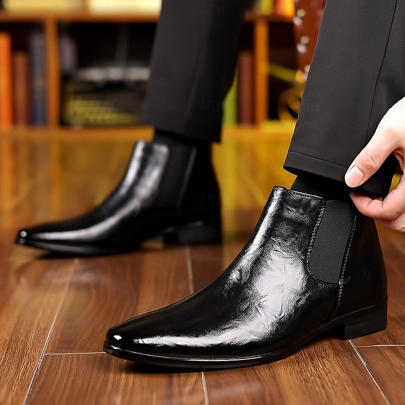 Holden | Men's Polished Pointed-Toe Vegan Leather Chelsea Boots