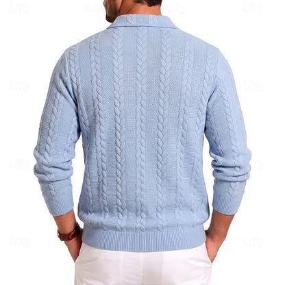 Winslow | Men's Quarter-Zip Cable-Knit Pointed-Collar Polo Jumper