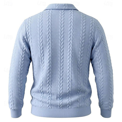 Winslow | Men's Quarter-Zip Cable-Knit Pointed-Collar Polo Jumper