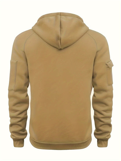 Marlow | Men's Quarter-Zip Raglan-Sleeve Drawstring-Hood Utility-Pocket Hoodie