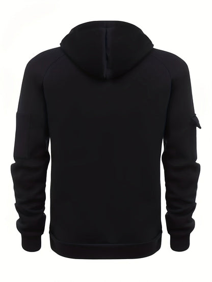 Marlow | Men's Quarter-Zip Raglan-Sleeve Drawstring-Hood Utility-Pocket Hoodie