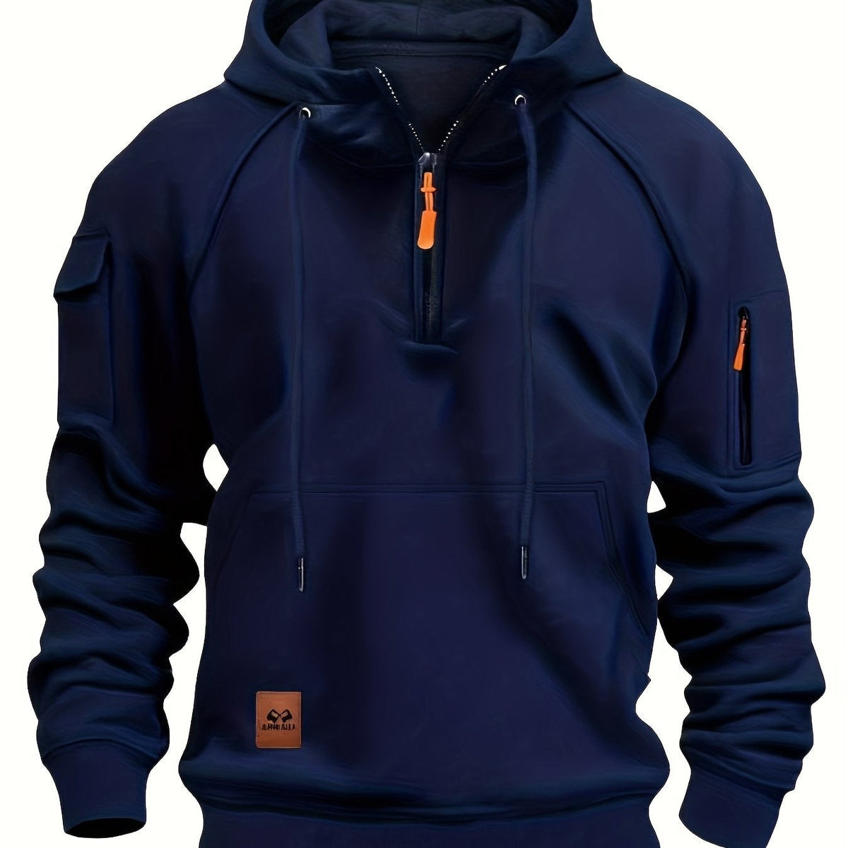Marlow | Men's Quarter-Zip Raglan-Sleeve Drawstring-Hood Utility-Pocket Hoodie