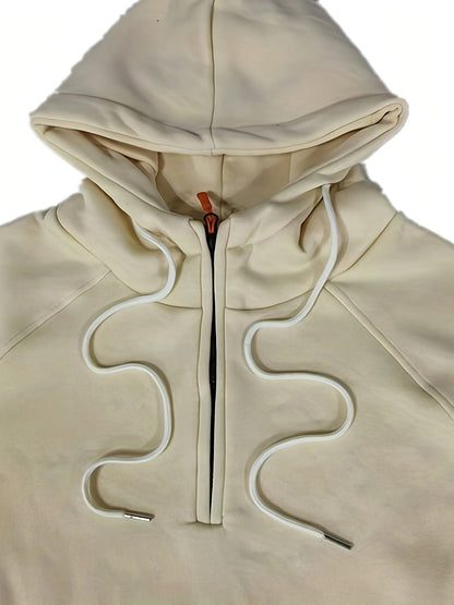 Marlow | Men's Quarter-Zip Raglan-Sleeve Drawstring-Hood Utility-Pocket Hoodie