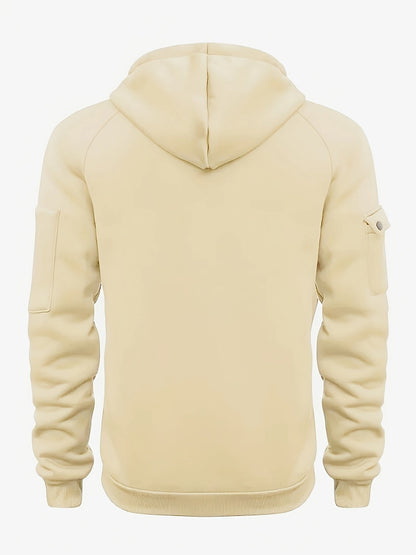 Marlow | Men's Quarter-Zip Raglan-Sleeve Drawstring-Hood Utility-Pocket Hoodie