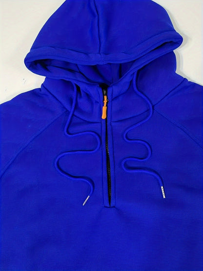 Marlow | Men's Quarter-Zip Raglan-Sleeve Drawstring-Hood Utility-Pocket Hoodie