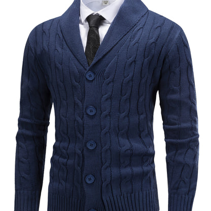Winston | Men's Shawl-Collar Cable-Knit Button-Up Cardigan