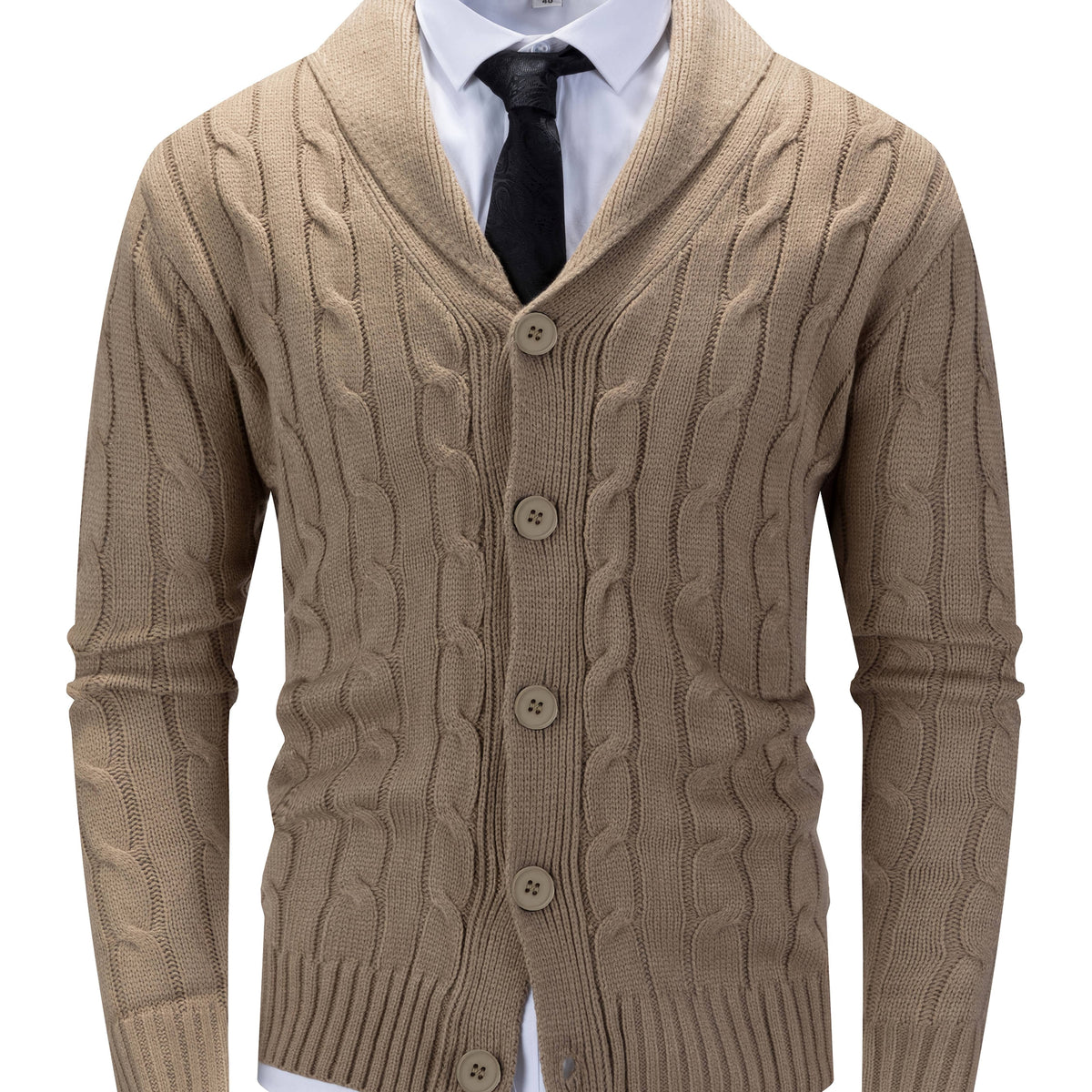 Winston | Men's Shawl-Collar Cable-Knit Button-Up Cardigan