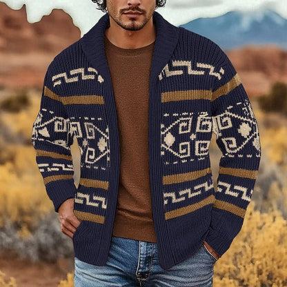 Weston | Men's Shawl-Collar Full-Zip Southwestern-Pattern Cardigan