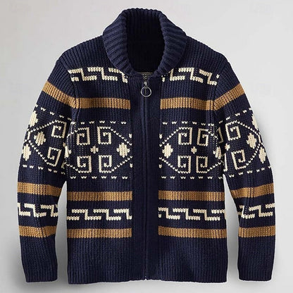 Weston | Men's Shawl-Collar Full-Zip Southwestern-Pattern Cardigan