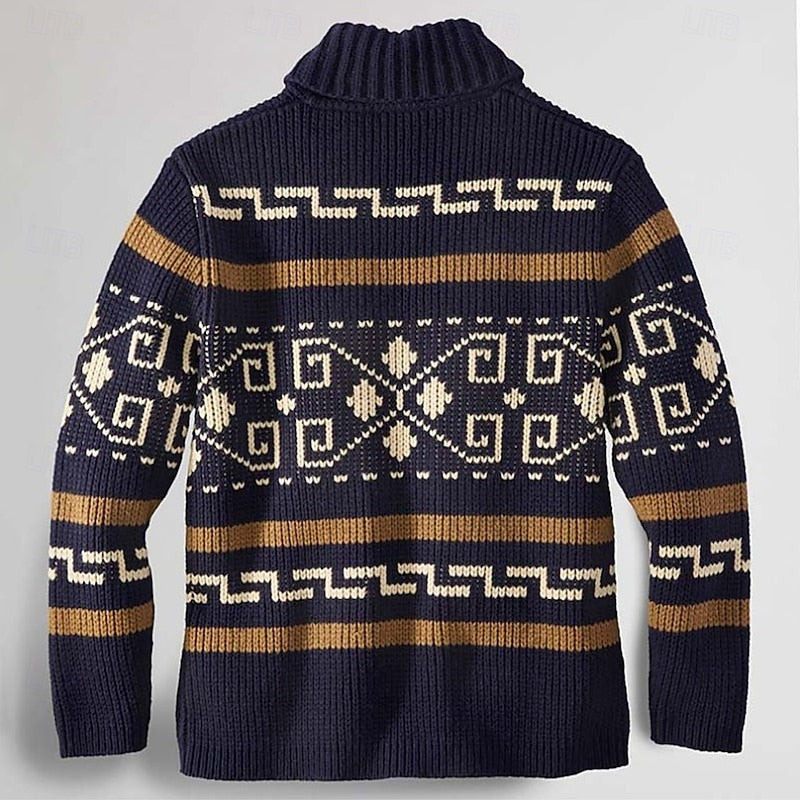 Weston | Men's Shawl-Collar Full-Zip Southwestern-Pattern Cardigan