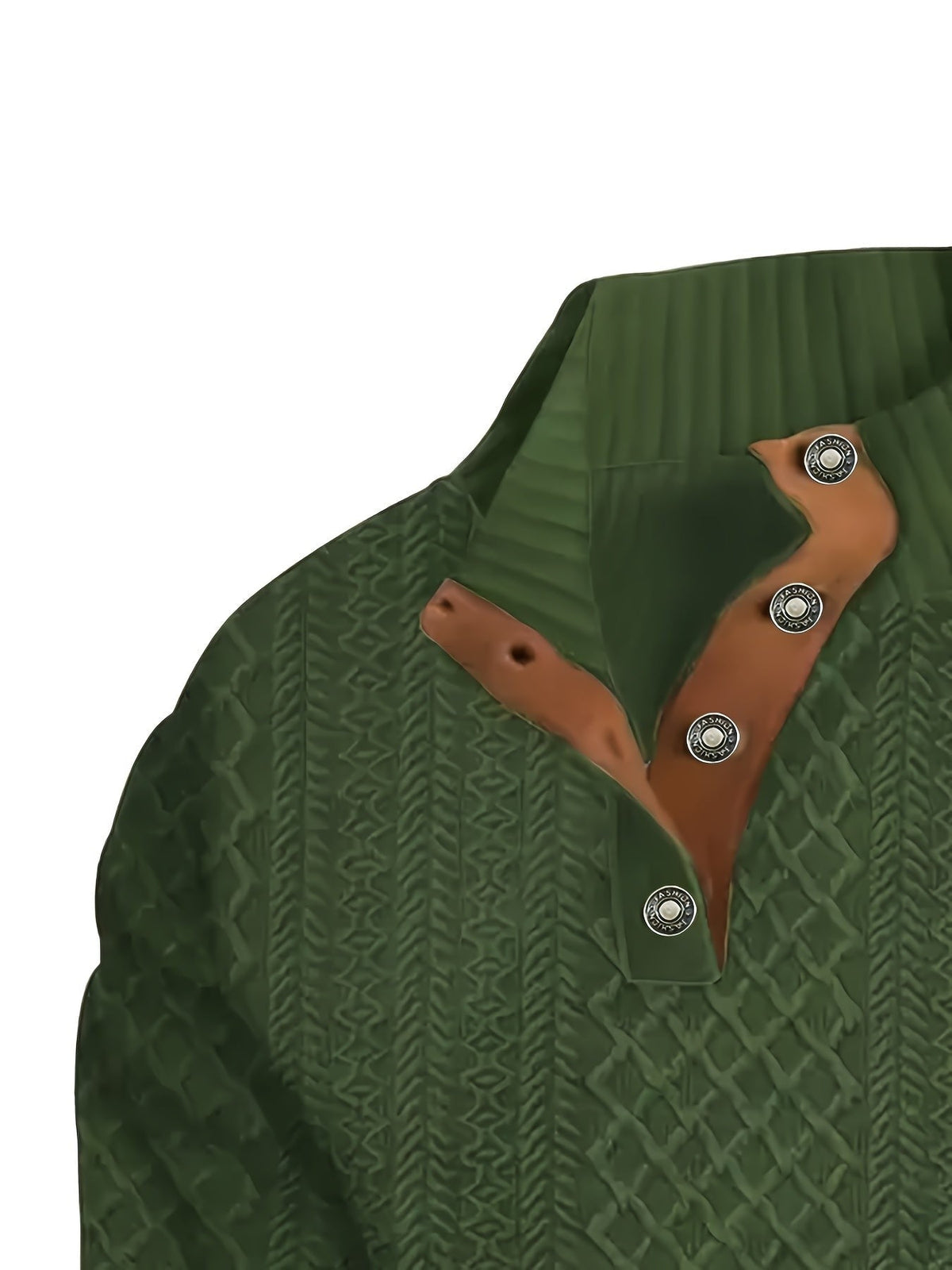 Everett | Men's Stand-Collar Textured Vegan Leather Trim Elbow-Patch Jumper