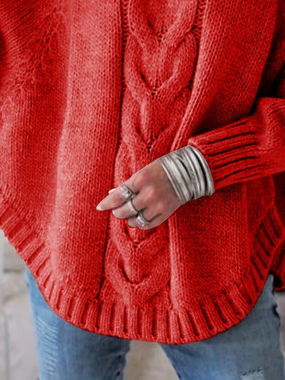 Maeve | Oversized Cable-Knit High-Neck Batwing-Sleeve Jumper