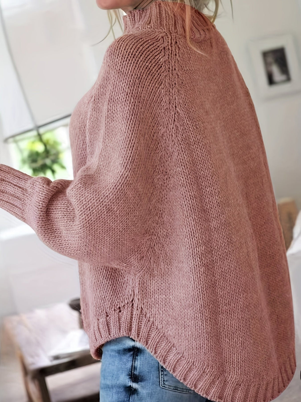 Maeve | Oversized Cable-Knit High-Neck Batwing-Sleeve Jumper