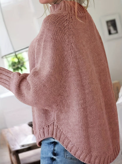 Maeve | Oversized Cable-Knit High-Neck Batwing-Sleeve Jumper