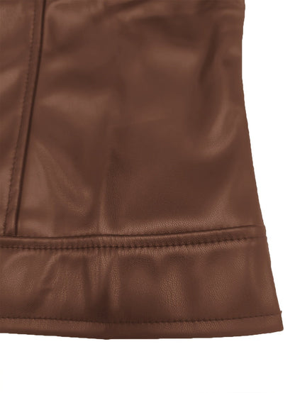 Marnie | Women's Cropped Stand-Collar Vegan Leather Moto Jacket