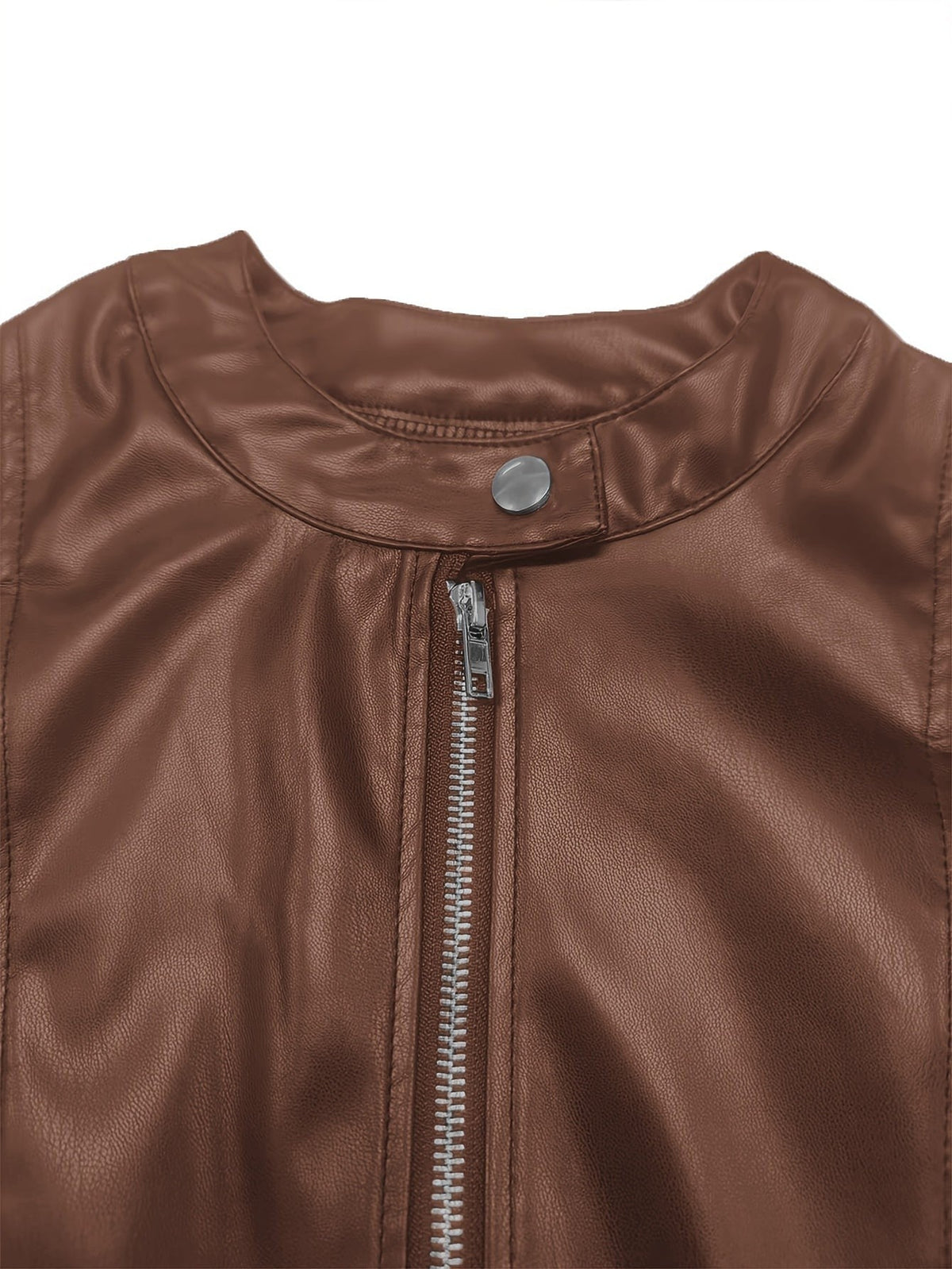 Sienna | Women's Cropped Zip-Up Stand-Collar Vegan Leather Moto Jacket
