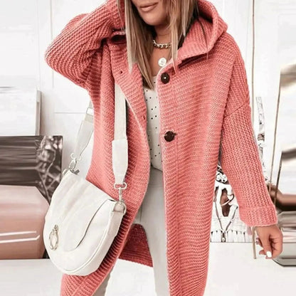 Marlowe | Women's Hooded Longline Button-Front Knit Cardigan