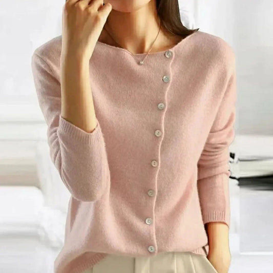 Elodie | Women's Relaxed-Fit Asymmetric Button-Front Long-Sleeve Cardigan