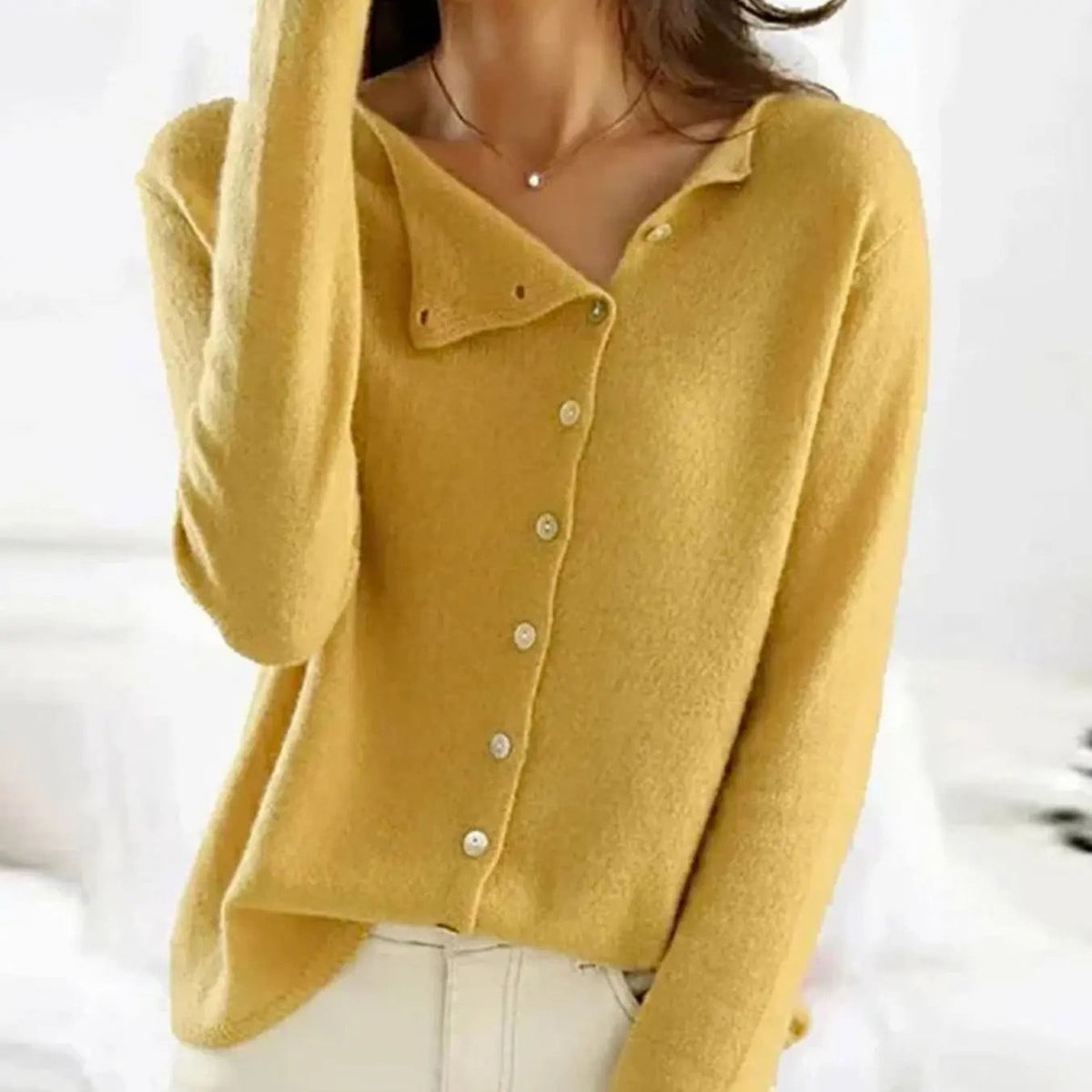 Elodie | Women's Relaxed-Fit Asymmetric Button-Front Long-Sleeve Cardigan