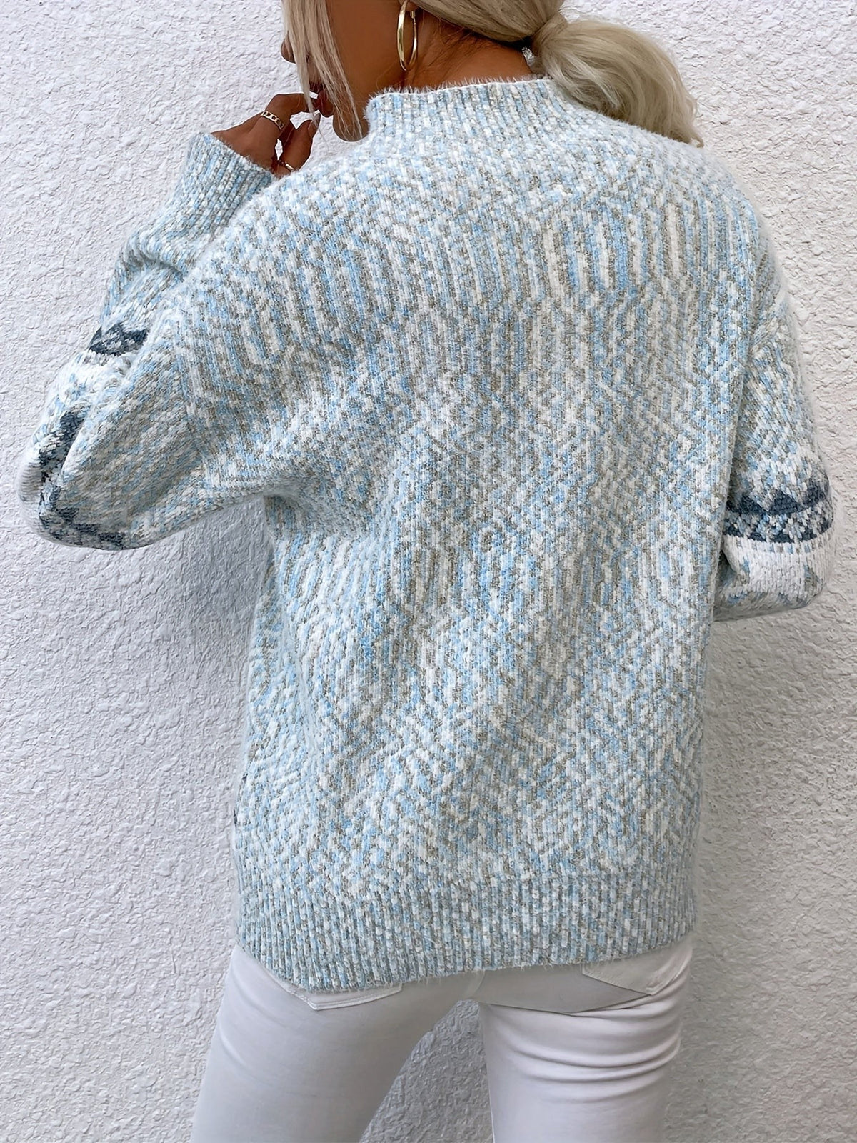 Tamsin | Women's Snowflake Fair Isle Mock-Neck Relaxed-Fit Christmas Jumper
